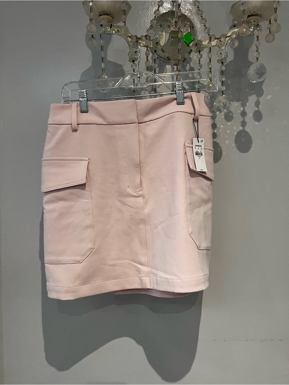 Express Light Pink Cargo Pocket Mini Skirt